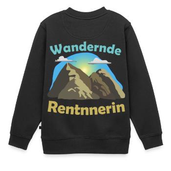 Wandernde Rentnerin | Wandern - Kinder Premium Organic Sweatshirt - Schwarz - Hinten - AI Model Kid Female (0cm)