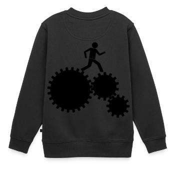 Des ouvriers dans le mouvement ! - Sweat Premium enfant bio - noir - Dos - AI Model Kid Female (0cm)