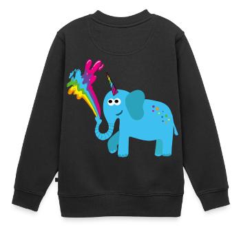 elefant mit einhorn,bunt,elefant,regenbogen,comic - Kinder Premium Organic Sweatshirt - Schwarz - Hinten - AI Model Kid Female (0cm)