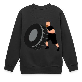 starker Mann - Kinder Premium Organic Sweatshirt - Schwarz - Hinten - AI Model Kid Female (0cm)