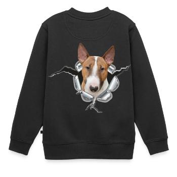 Bullterrier *Metall-Loch* - Kinder Premium Organic Sweatshirt - Schwarz - Hinten - AI Model Kid Female (0cm)
