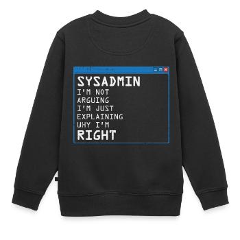 System Admin Administrator computer programmer - Kids Premium Organic Sweatshirt - black - Back - AI Model Kid Female (0cm)