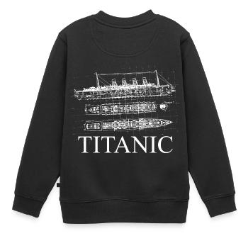 plans du titanic - Sweat Premium enfant bio - noir - Dos - AI Model Kid Female (0cm)