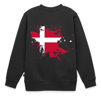 Dänemark Flagge als Farbklecks - Kinder Premium Organic Sweatshirt - Schwarz - Hinten - AI Model Kid Female (0cm)