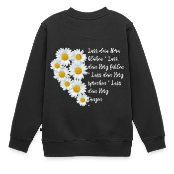 Lass dein Herz blühen, Margeriten - Kinder Premium Organic Sweatshirt - Schwarz - Hinten - AI Model Kid Female (0cm)