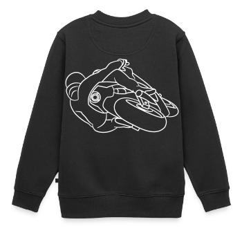 Moto de course en position inclinée - de derrière, lumineuse - Sweat Premium enfant bio - noir - Dos - AI Model Kid Female (0cm)