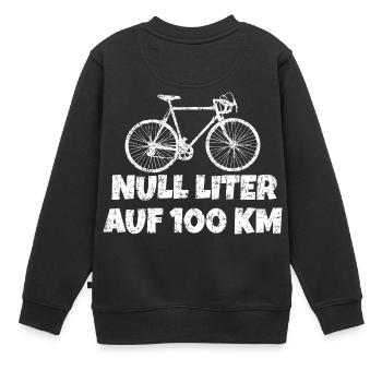 Null Liter auf 100 KM mit Rennrad (Vintage Weiß) - Kinder Premium Organic Sweatshirt - Schwarz - Hinten - AI Model Kid Female (0cm)