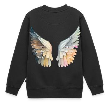 Ailes d'ange pastel artistic - Sweat Premium enfant bio - noir - Dos - AI Model Kid Female (0cm)