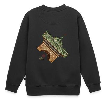 Chinesisch_Architektur_Himmelstempel_Tongren1420 - Kinder Premium Organic Sweatshirt - Schwarz - Hinten - AI Model Kid Female (0cm)