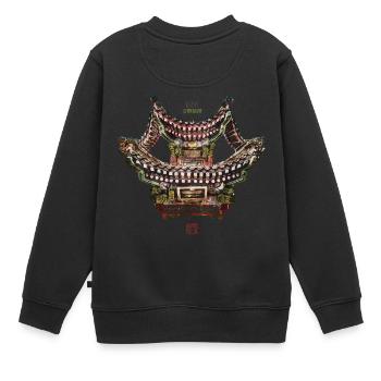 Chinesisch_Architektur im Sommerpalast_Jilan 1885 - Kinder Premium Organic Sweatshirt - Schwarz - Hinten - AI Model Kid Female (0cm)