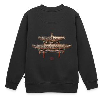 Chinesisch_Architektur_Zhichun1886_Sommerpalast - Kids Premium Organic Sweatshirt - black - Back - AI Model Kid Female (0cm)
