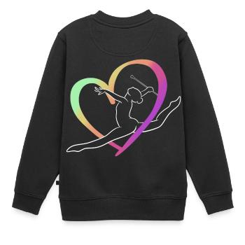 Grand jeté cœur multicolore - Sweat Premium enfant bio - noir - Dos - AI Model Kid Female (0cm)