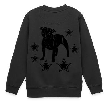 stafford © - www.dog-power.nl - Kinder Premium Organic Sweatshirt - Schwarz - Hinten - AI Model Kid Female (0cm)