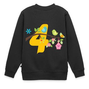 Geburtstag Zahl 4 Vogel Vögelchen Vogelfamilie - Kinder Premium Organic Sweatshirt - Schwarz - Hinten - AI Model Kid Female (0cm)
