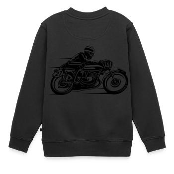 Cafe Racer Motorrad 03_schwarz - Kinder Premium Organic Sweatshirt - Schwarz - Hinten - AI Model Kid Female (0cm)
