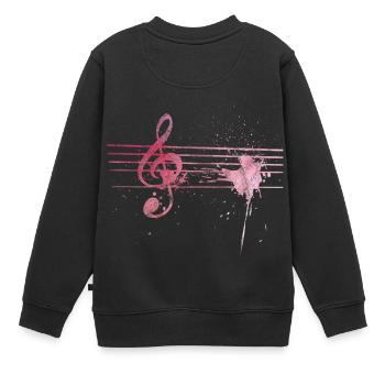 Musique cadeau clé de sol clef - Sweat Premium enfant bio - noir - Dos - AI Model Kid Female (0cm)