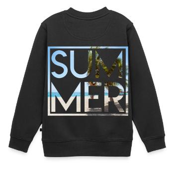 Sommer - Kinder Premium Organic Sweatshirt - Schwarz - Hinten - AI Model Kid Female (0cm)