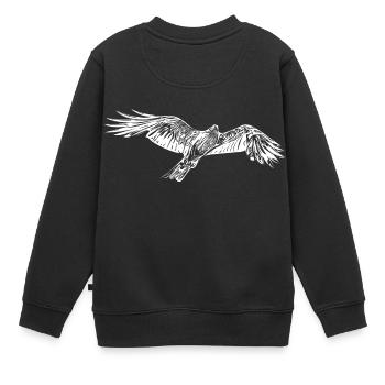 Eleganter fliegender Falke - Kinder Premium Organic Sweatshirt - Schwarz - Hinten - AI Model Kid Female (0cm)