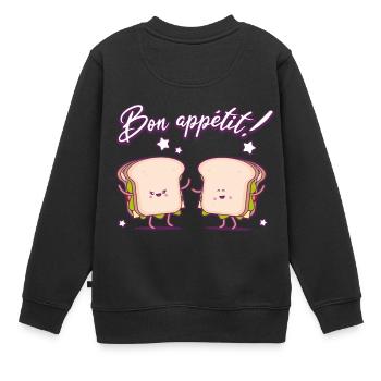 Illustration Celka Tartines v1 - Sweat Premium enfant bio - noir - Dos - AI Model Kid Female (0cm)