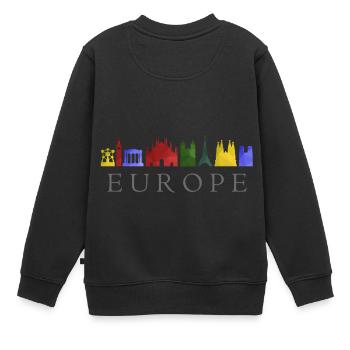 europe horizon - Sweat Premium enfant bio - noir - Dos - AI Model Kid Female (0cm)