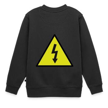 signal de danger d'électricité - Sweat Premium enfant bio - noir - Dos - AI Model Kid Female (0cm)