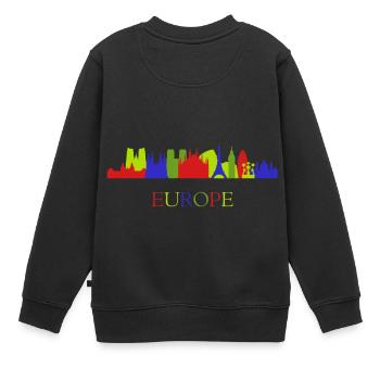 europe horizon - Sweat Premium enfant bio - noir - Dos - AI Model Kid Female (0cm)