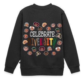 Celebrate Diversity - Vielfalt feiern - Kinder Premium Organic Sweatshirt - Schwarz - Hinten - AI Model Kid Female (0cm)