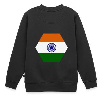 Indien Flagge - Kinder Premium Organic Sweatshirt - Schwarz - Hinten - AI Model Kid Female (0cm)