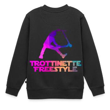Trottinette freestyle - Sweat Premium enfant bio - noir - Dos - AI Model Kid Female (0cm)