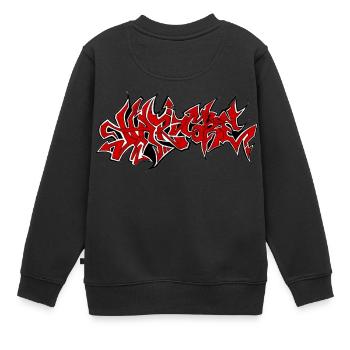HardCore Design Rot - Kinder Premium Organic Sweatshirt - Schwarz - Hinten - AI Model Kid Female (0cm)