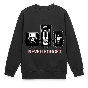VERGESSEN SIE NIE CASETTE DISKETTE LUSTIG - Kinder Premium Organic Sweatshirt - Schwarz - Hinten - AI Model Kid Female (0cm)
