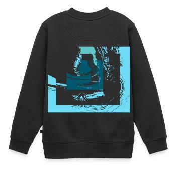 vagues - Sweat Premium enfant bio - noir - Dos - AI Model Kid Female (0cm)