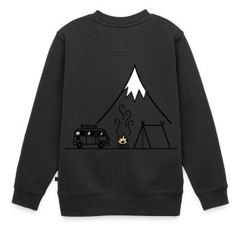 Lagerfeuer Camping Trip - Kinder Premium Organic Sweatshirt - Schwarz - Hinten - AI Model Kid Female (0cm)
