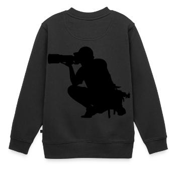 Photographe - Sweat Premium enfant bio - noir - Dos - AI Model Kid Female (0cm)