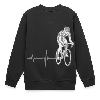 Shirt Geschenk Heartbeat Fahrrad Radrennen - Kinder Premium Organic Sweatshirt - Schwarz - Hinten - AI Model Kid Female (0cm)