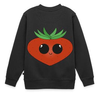Erdbeere - Kinder Premium Organic Sweatshirt - Schwarz - Hinten - AI Model Kid Female (0cm)