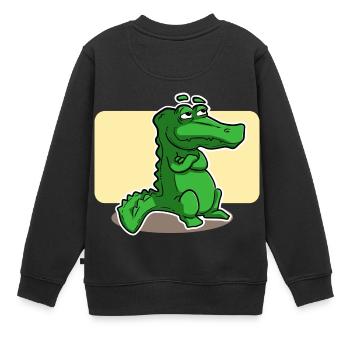 crocodile doux - Sweat Premium enfant bio - noir - Dos - AI Model Kid Female (0cm)