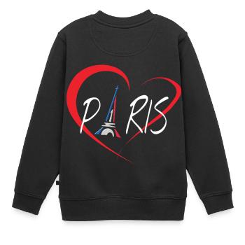 I Love Paris - Kinder Premium Organic Sweatshirt - Schwarz - Hinten - AI Model Kid Female (0cm)