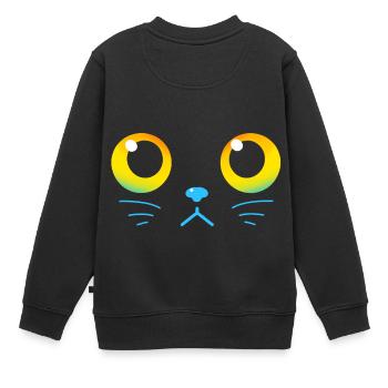 Neugierige schwarze Katzenaugen - Kinder Premium Organic Sweatshirt - Schwarz - Hinten - AI Model Kid Female (0cm)