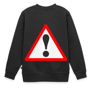 Warnschild/Ausrufezeichen /Warning/Attention - Kinder Premium Organic Sweatshirt - Schwarz - Hinten - AI Model Kid Female (0cm)