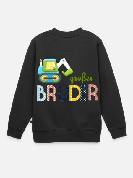 großer Bruder Traktor - Kinder Premium Organic Sweatshirt - Schwarz