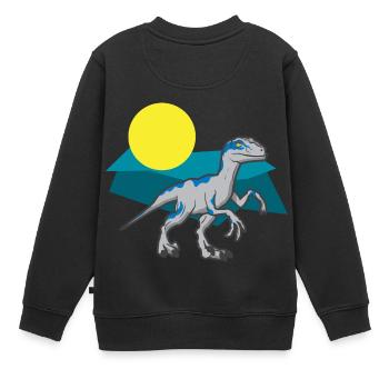 Velociraptor Ausgestorbener Urzeit Dino - Kinder Premium Organic Sweatshirt - Schwarz - Hinten - AI Model Kid Female (0cm)