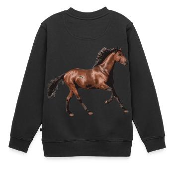 Pferd - Kinder Premium Organic Sweatshirt - Schwarz - Hinten - AI Model Kid Female (0cm)