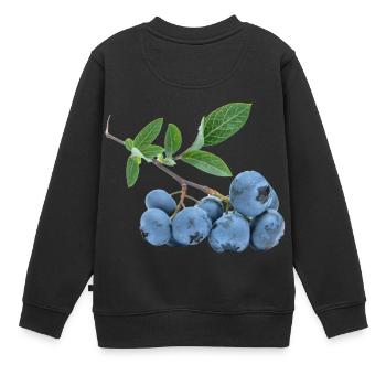 blueberry blueberry blueberry veggie veggie fru - Kids Premium Organic Sweatshirt - black - Back - AI Model Kid Female (0cm)