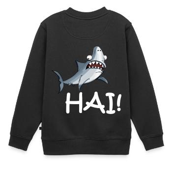 Requin avec inscription - Sweat Premium enfant bio - noir - Dos - AI Model Kid Female (0cm)