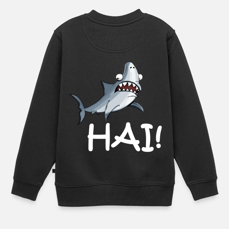 Requin avec inscription - Sweat Premium enfant bio - noir