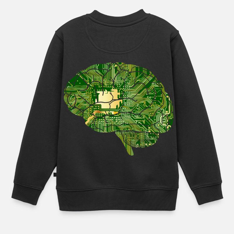 Cerveau - puce informatique - puce - ordinateur - Sweat Premium enfant bio - noir