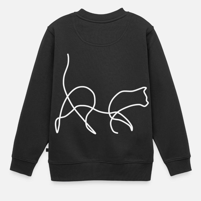 chat - Sweat Premium enfant bio - noir