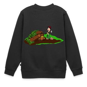 holzfäller - Kinder Premium Organic Sweatshirt - Schwarz - Hinten - AI Model Kid Female (0cm)