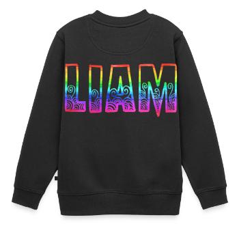 liam rs regenbogen - Kinder Premium Organic Sweatshirt - Schwarz - Hinten - AI Model Kid Female (0cm)